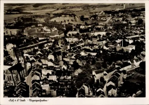 Ak Hof an der Saale Oberfranken Bayern, Fliegeraufnahme