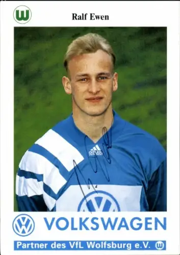 Autogrammkarte Fußballer Ralf Ewen, VfL Wolfsburg, Autogramm