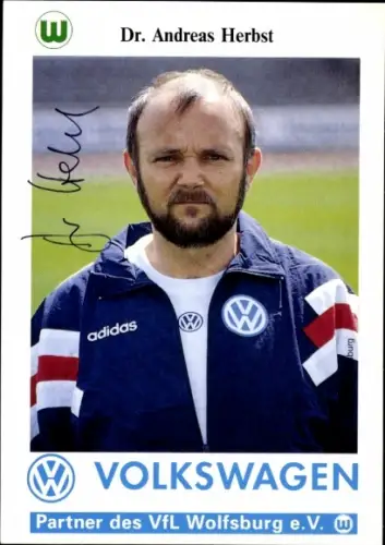 Autogrammkarte Mannschaftsarzt Dr. Andreas Herbst, VfL Wolfsburg, Autogramm