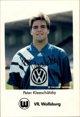 Autogrammkarte Fußballer Peter Kleeschätzky, VfL Wolfsburg, Autogramm