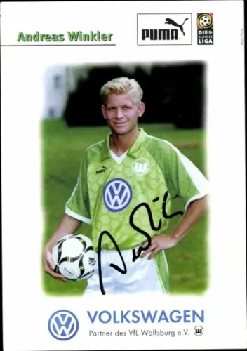 Autogrammkarte Fußballer Andreas Winkler, VfL Wolfsburg, Autogramm