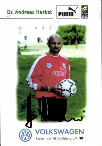 Autogrammkarte Arzt Dr. Andreas Herbst, VfL Wolfsburg, Autogramm