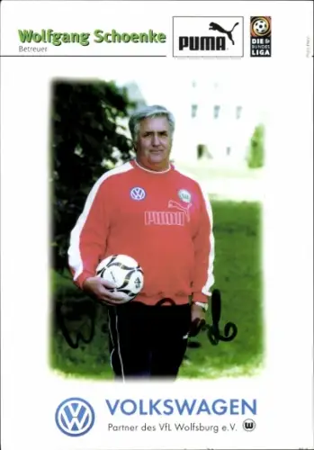 Autogrammkarte Betreuer Wolfgang Schoenke, VfL Wolfsburg, Autogramm