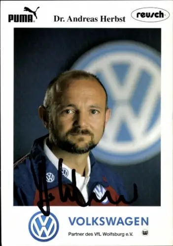 Autogrammkarte Mannschaftsarzt Dr. Andreas Herbst, VfL Wolfsburg, Autogramm