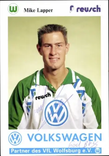 Autogrammkarte Fußballer Mike Lapper, VfL Wolfsburg, Autogramm