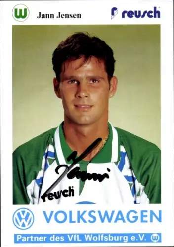Autogrammkarte Fußballer Jann Jensen, VfL Wolfsburg, Autogramm