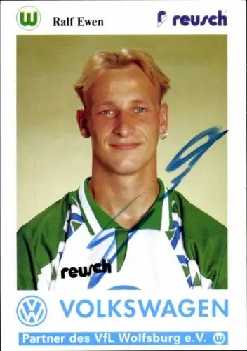 Autogrammkarte Fußballer Ralf Ewen, VfL Wolfsburg, Autogramm