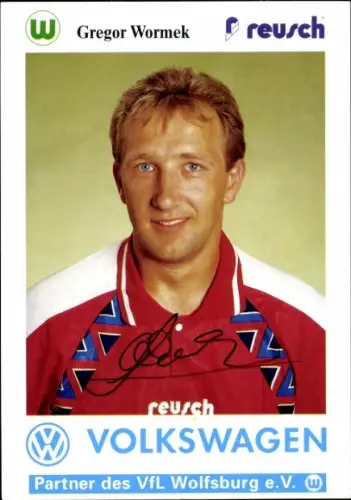 Autogrammkarte Fußballer Gregor Wormek, VfL Wolfsburg, Autogramm