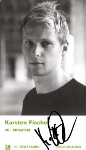 Autogrammkarte Fußballer Karsten Fischer, VfL Wolfsburg, Autogramm