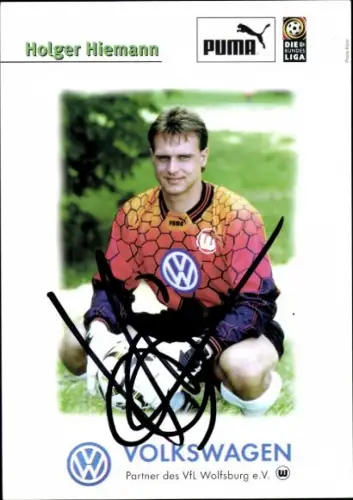 Autogrammkarte Fußballer Holger Hiemann, VfL Wolfsburg, Autogramm