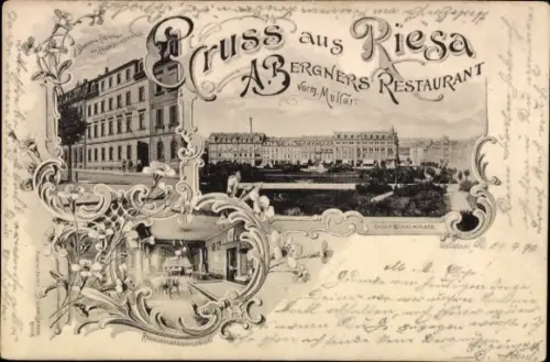 Ak Riesa an der Elbe Sachsen, A. Bergners Restaurant