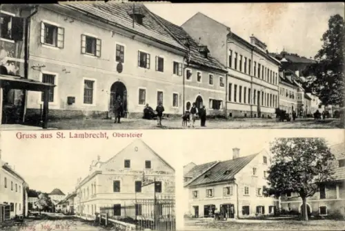 Ak Sankt Lambrecht Murau Steiermark, Obersteier, Straßenpartie, Gasthof
