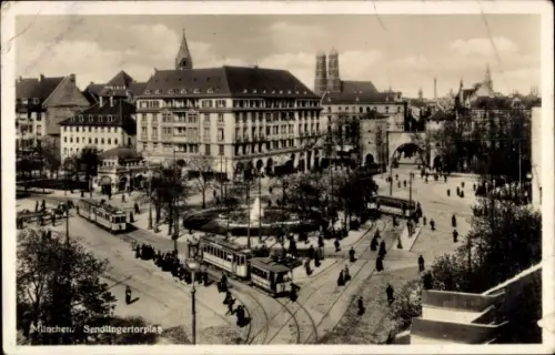 Ak München, Sendlingertorplatz, Straßenbahnen