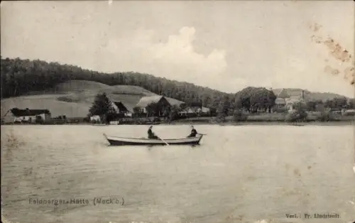 Ak Feldberg in Mecklenburg, Feldberger Hütte, Ruderboot