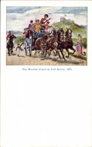 Künstler Ak The Windsor Coach at Full Spring, Kutsche, 1833