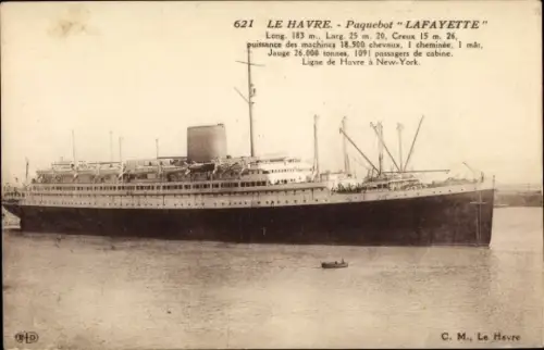 Ak Le Havre Seine Maritime, Dampfer Lafayette, CGT, French Line