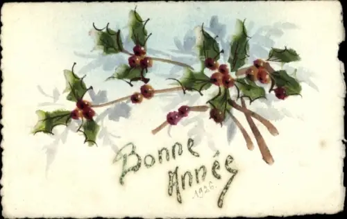 Ak Glückwunsch Neujahr, Stechpalme