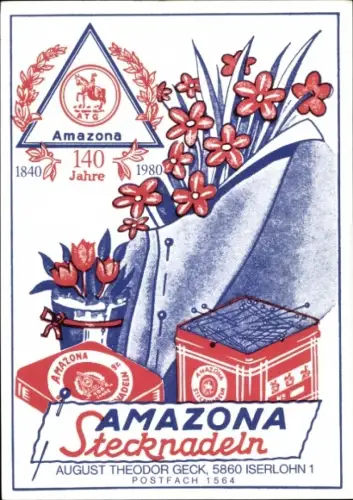 Ak Werbung, Amazona Stecknadeln, August Theodor Geck, Iserlohn