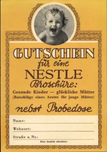 Ak Werbung, Gutschein für eine Nestle-Broschüre