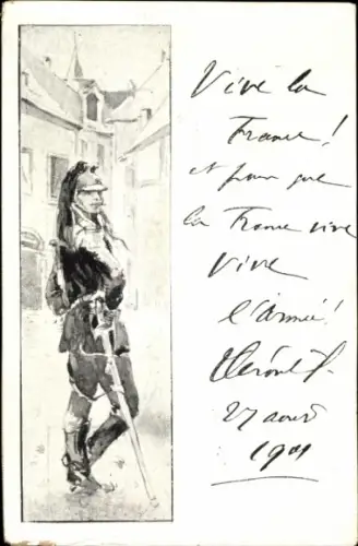 Ak Französischer Soldat in Uniform, Gemaltes Porträt