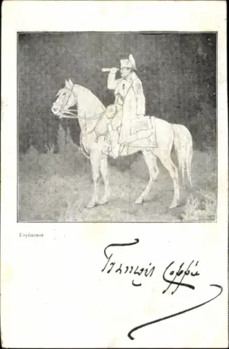 Ak Napoleon zu Pferde, Fernrohr