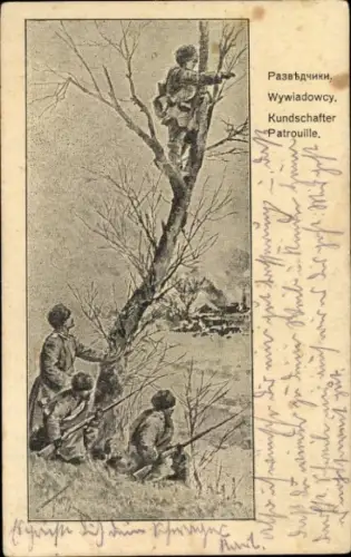 Ak Kundschafter, Patrouille, Soldaten in Uniformen
