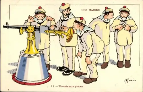Künstler Ak Nos Marins, Matrosen, Théorie aux pièces