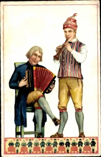 Künstler Ak Smaland, Männer in Tracht