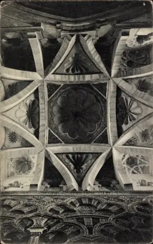 Ak Córdoba Andalusien Spanien, Decke der Mezquita, florale Muster, schwarz-weiß Fotografie