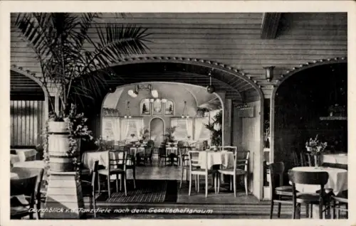 Ak Freiberg in Sachsen, Tanzdiele, Gesellschaftsraum, Tische, Pflanzen