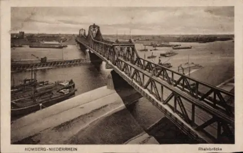 Ak Homberg am Rhein Duisburg im Ruhrgebiet, Rheinbrücke, Panorama
