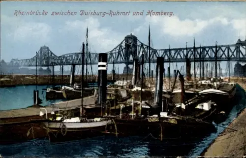 Ak Ruhrort Duisburg im Ruhrgebiet, Rheinbrücke, Homberg