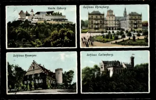 Ak Coburg in Oberfranken, Veste Coburg, Schloss Ehrenburg, Schloss Rosenau, Schloss Callenberg
