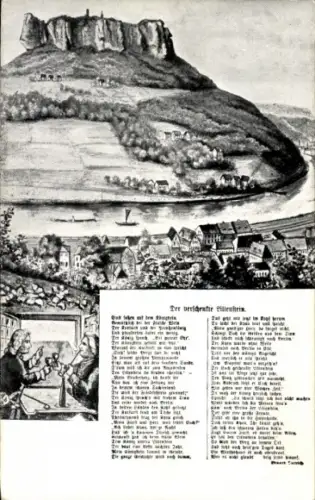 Ak Königstein an der Elbe Sächsische Schweiz, Berglandschaft, Stadtansicht, Text über Königstein