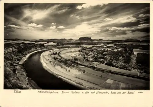 Ak Königstein an der Elbe Sächsische Schweiz, Aussicht von der Bastei, Lilienstein, Königstein, m
