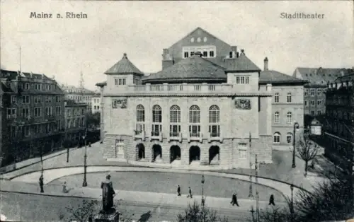 Ak Mainz am Rhein, Stadttheater, Mainz a. Rhein, Gebäude, Straßenansicht