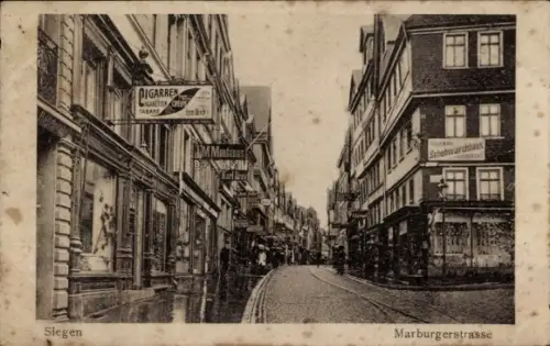 Ak Siegen in Westfalen,  Marburgerstraße, Geschäfte, Werbung,  