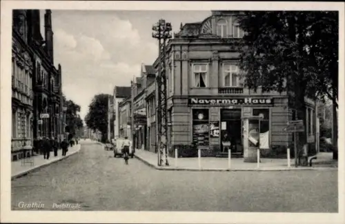 Ak Genthin am Elbe Havel Kanal, Partie in der Poststraße, Naverma Haus
