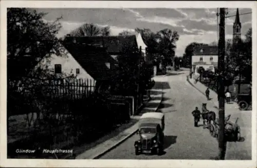 Ak Glindow Werder an der Havel, Hauptstraße, LKW, Pferdefuhrwerk