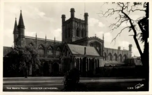 Ak Chester Cheshire England, Chester Cathedral, Nordansicht, Schwarz-Weiß-Foto