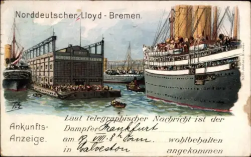Künstler Ak Dampfer, Norddeutscher Lloyd Bremen
