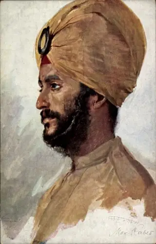 Künstler Ak Professor Max Rabes, Inder aus Pandshab, Ind. Sykh Inf. Rgt., Turban