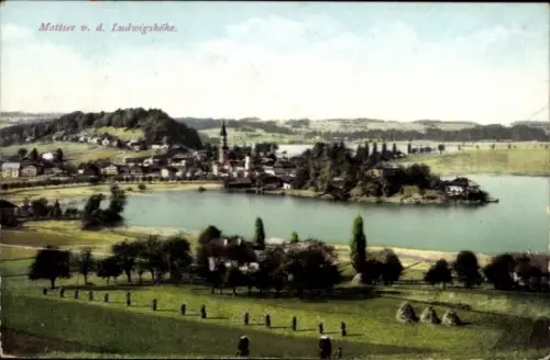 Ak Mattsee in Salzburg,  Landschaft, See, Kirche, Häuser, Bäume
