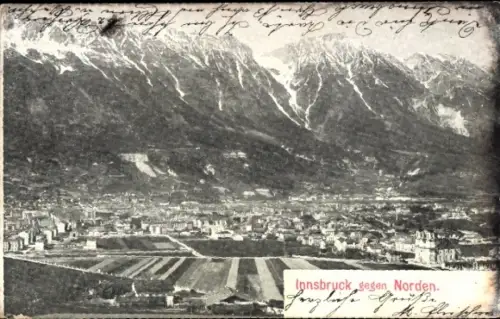 Ak Innsbruck Tirol, Patscherkofel, Innsbruck gegen Norden, Berge, Stadtansicht, 