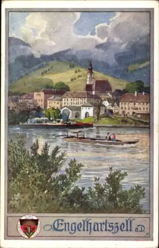 Künstler Ak Engelhartszell Donau Oberösterreich, Dampfer