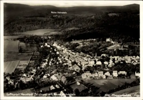 Ak  Neustadt Südharz, Ruine Hohnstein, Fliegeraufnahme, Ratskeller