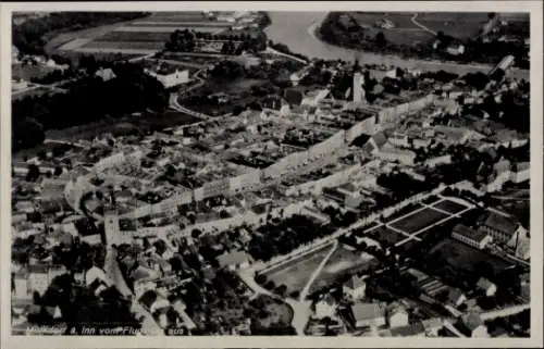 Ak Mühldorf am Inn Oberbayern, Luftaufnahme