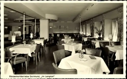 Ak Dortmund im Ruhrgebiet, Fürstenhof Betriebe Dortmund Im Lampion, Speisesaal