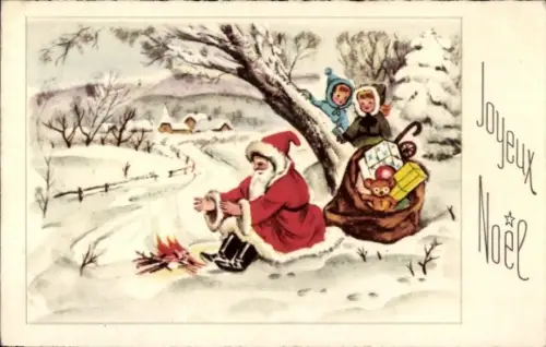 Ak Frohe Weihnachten, Weihnachtsmann, Geschenke, Kinder