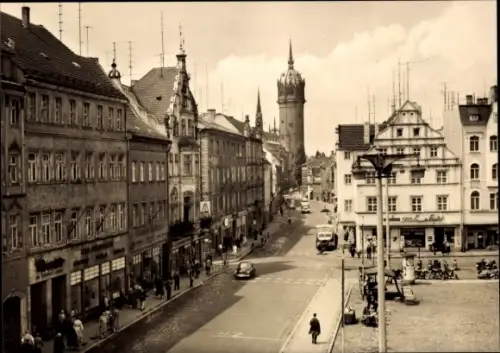 Ak Lutherstadt Wittenberg, Schlosstraße und Schlosskirche